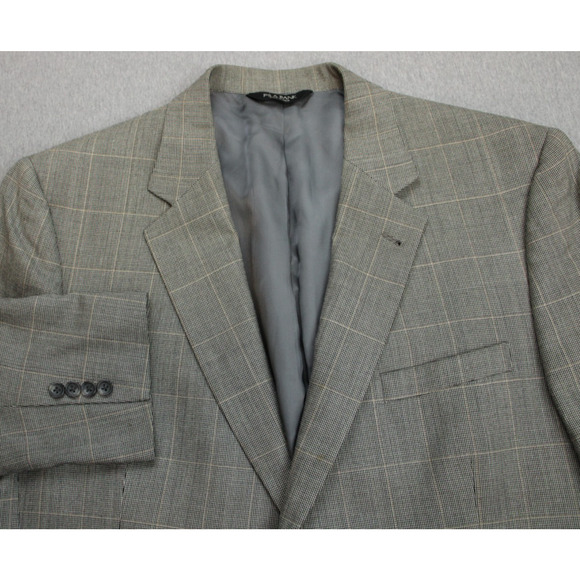 Jos A Bank Blazer Mens Size 46R Brown Windowpane Silk Wool 2 Button Notch Lapel - Picture 1 of 10